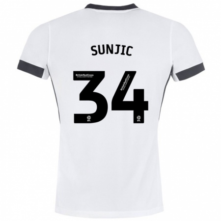 Kandiny Kinder Ivan Sunjic #34 Weiß Schwarz Auswärtstrikot Trikot 2024/25 T-Shirt