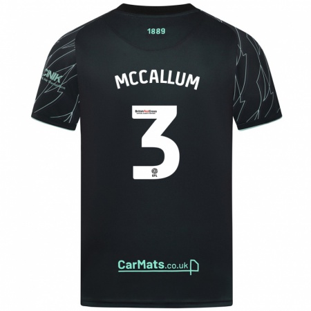 Kandiny Kinder Sam Mccallum #3 Schwarz Grün Auswärtstrikot Trikot 2024/25 T-Shirt