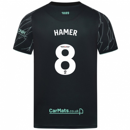 Kandiny Kinder Gustavo Hamer #8 Schwarz Grün Auswärtstrikot Trikot 2024/25 T-Shirt