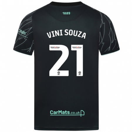 Kandiny Kinder Vini Souza #21 Schwarz Grün Auswärtstrikot Trikot 2024/25 T-Shirt