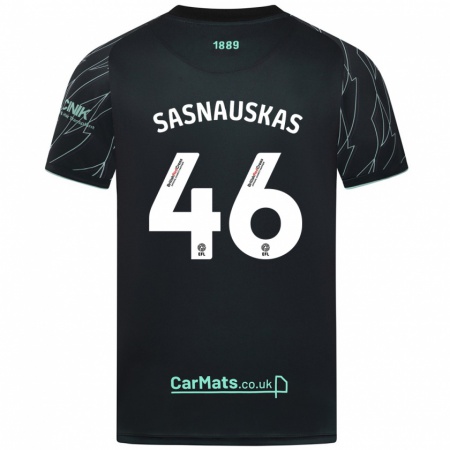 Kandiny Kinder Dovydas Sasnauskas #46 Schwarz Grün Auswärtstrikot Trikot 2024/25 T-Shirt