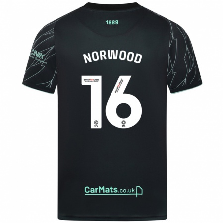 Kandiny Kinder Oliver Norwood #16 Schwarz Grün Auswärtstrikot Trikot 2024/25 T-Shirt