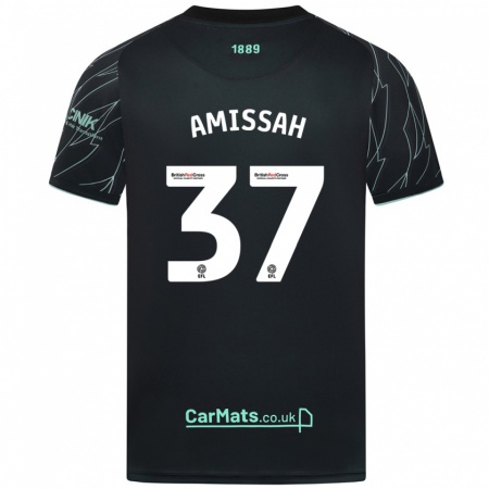 Kandiny Kinder Jordan Amissah #37 Schwarz Grün Auswärtstrikot Trikot 2024/25 T-Shirt