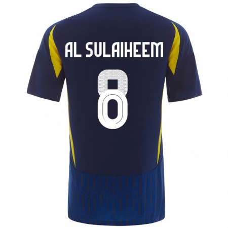 Kandiny Kinder Abdulmajeed Al-Sulayhim #8 Blau Gelb Auswärtstrikot Trikot 2024/25 T-Shirt