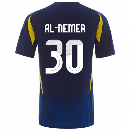 Kandiny Kinder Meshari Al-Nemer #30 Blau Gelb Auswärtstrikot Trikot 2024/25 T-Shirt