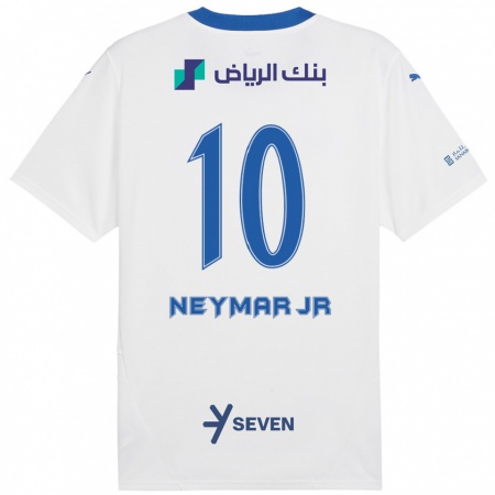 Kandiny Kinder Neymar #10 Weiß Blau Auswärtstrikot Trikot 2024/25 T-Shirt