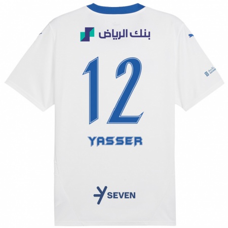 Kandiny Kinder Yasser Al-Shahrani #12 Weiß Blau Auswärtstrikot Trikot 2024/25 T-Shirt