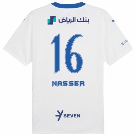 Kandiny Kinder Nasser Al-Dawsari #16 Weiß Blau Auswärtstrikot Trikot 2024/25 T-Shirt