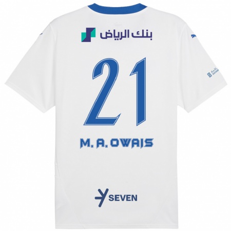 Kandiny Kinder Mohammed Al-Owais #21 Weiß Blau Auswärtstrikot Trikot 2024/25 T-Shirt