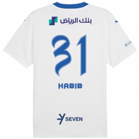 Kandiny Kinder Habib Al-Wutaian #31 Weiß Blau Auswärtstrikot Trikot 2024/25 T-Shirt