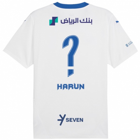 Kandiny Kinder Saud Harun #0 Weiß Blau Auswärtstrikot Trikot 2024/25 T-Shirt