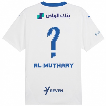 Kandiny Kinder Saad Al-Muthary #0 Weiß Blau Auswärtstrikot Trikot 2024/25 T-Shirt