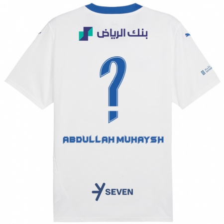 Kandiny Kinder Mohammed Abdullah Muhaysh #0 Weiß Blau Auswärtstrikot Trikot 2024/25 T-Shirt