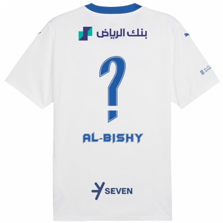 Kandiny Kinder Bder Abdulaziz Al-Bishy #0 Weiß Blau Auswärtstrikot Trikot 2024/25 T-Shirt