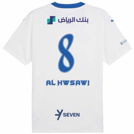 Kandiny Kinder Al Bandari Al-Hwsawi #8 Weiß Blau Auswärtstrikot Trikot 2024/25 T-Shirt