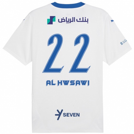 Kandiny Kinder Shorouq Al-Hwsawi #22 Weiß Blau Auswärtstrikot Trikot 2024/25 T-Shirt