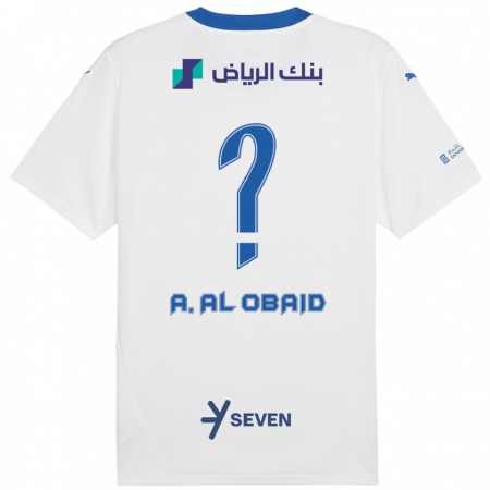 Kandiny Kinder Abdulrahman Al-Obaid #0 Weiß Blau Auswärtstrikot Trikot 2024/25 T-Shirt