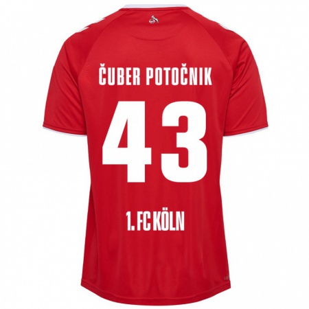 Kandiny Kinder Jaka Cuber Potocnik #43 Rot Weiß Auswärtstrikot Trikot 2024/25 T-Shirt