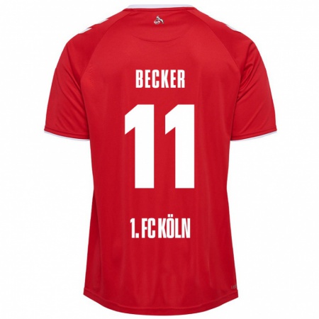 Kandiny Kinder Marlon Becker #11 Rot Weiß Auswärtstrikot Trikot 2024/25 T-Shirt