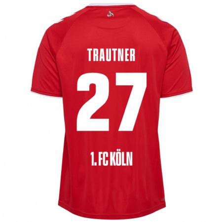 Kandiny Kinder Tobias Trautner #27 Rot Weiß Auswärtstrikot Trikot 2024/25 T-Shirt