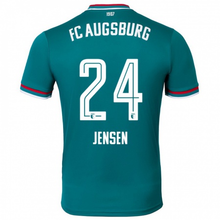 Kandiny Kinder Fredrik Jensen #24 Dunkelgrün Auswärtstrikot Trikot 2024/25 T-Shirt