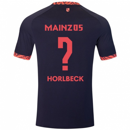 Kandiny Kinder Dominik Horlbeck #0 Blau Korallenrot Auswärtstrikot Trikot 2024/25 T-Shirt