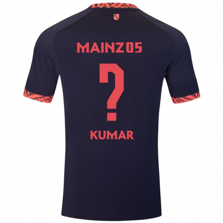 Kandiny Kinder Florian Kumar #0 Blau Korallenrot Auswärtstrikot Trikot 2024/25 T-Shirt