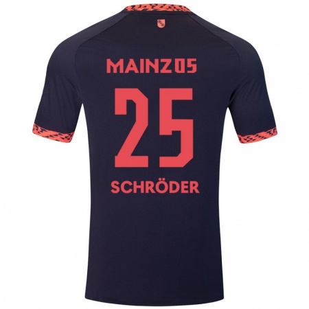 Kandiny Kinder Maxim Schröder #25 Blau Korallenrot Auswärtstrikot Trikot 2024/25 T-Shirt