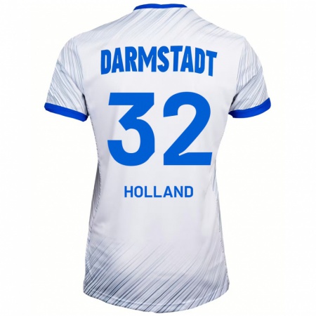 Kandiny Kinder Fabian Holland #32 Weiß Blau Auswärtstrikot Trikot 2024/25 T-Shirt