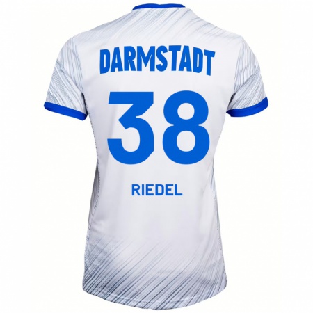 Kandiny Kinder Clemens Riedel #38 Weiß Blau Auswärtstrikot Trikot 2024/25 T-Shirt