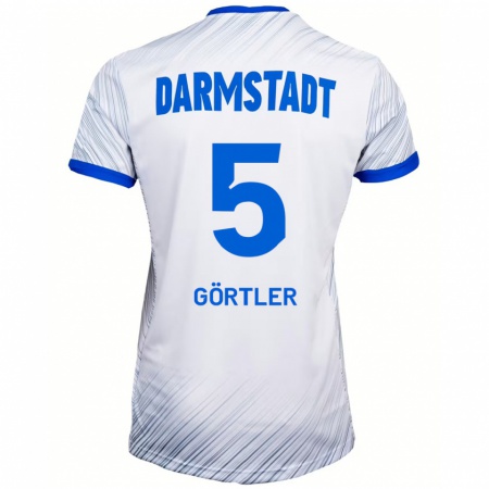 Kandiny Kinder Bastian Görtler #5 Weiß Blau Auswärtstrikot Trikot 2024/25 T-Shirt