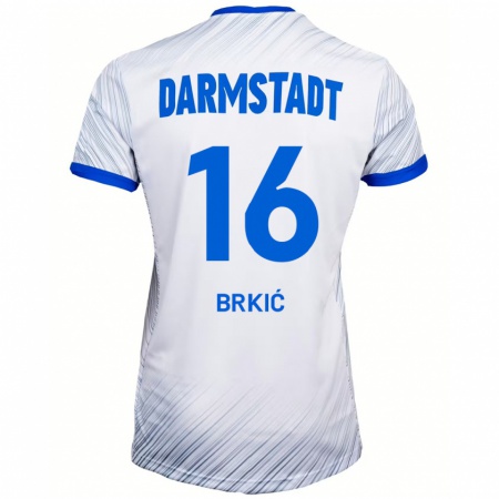 Kandiny Kinder Amar Brkić #16 Weiß Blau Auswärtstrikot Trikot 2024/25 T-Shirt