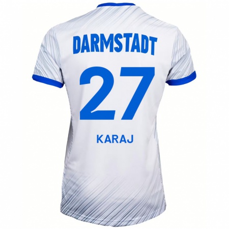 Kandiny Kinder Eraldo Karaj #27 Weiß Blau Auswärtstrikot Trikot 2024/25 T-Shirt