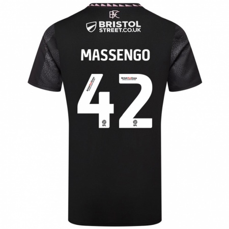 Kandiny Kinder Han-Noah Massengo #42 Schwarz Auswärtstrikot Trikot 2024/25 T-Shirt