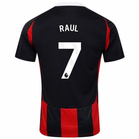 Kandiny Kinder Raúl Jiménez #7 Schwarz Rot Auswärtstrikot Trikot 2024/25 T-Shirt