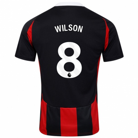 Kandiny Kinder Harry Wilson #8 Schwarz Rot Auswärtstrikot Trikot 2024/25 T-Shirt