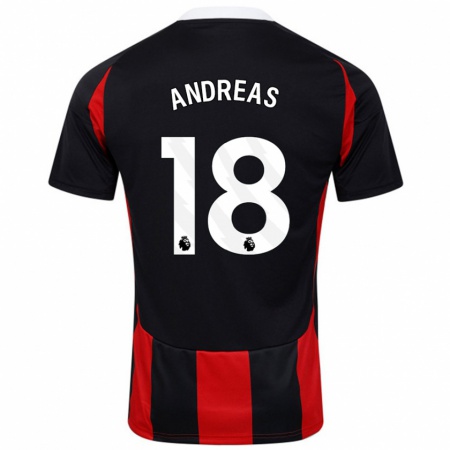 Kandiny Kinder Andreas Pereira #18 Schwarz Rot Auswärtstrikot Trikot 2024/25 T-Shirt