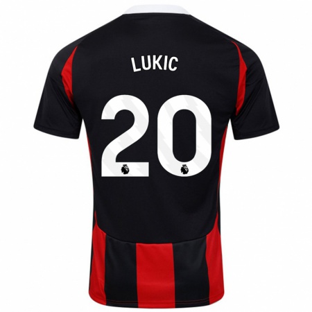 Kandiny Kinder Saša Lukić #20 Schwarz Rot Auswärtstrikot Trikot 2024/25 T-Shirt