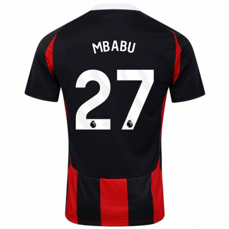 Kandiny Kinder Kevin Mbabu #27 Schwarz Rot Auswärtstrikot Trikot 2024/25 T-Shirt