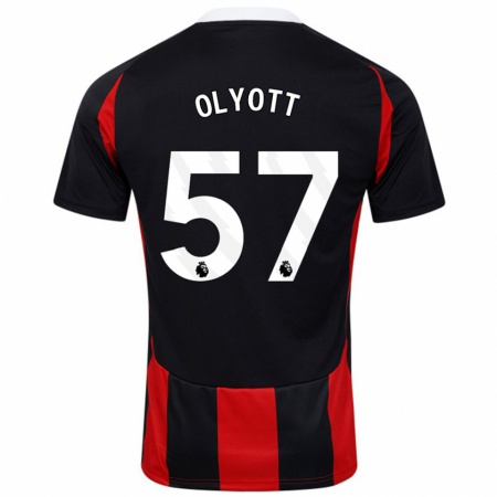 Kandiny Kinder Tom Olyott #57 Schwarz Rot Auswärtstrikot Trikot 2024/25 T-Shirt