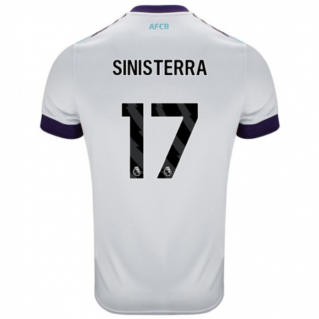 Kandiny Kinder Luis Sinisterra #17 Weiß Grün Lila Auswärtstrikot Trikot 2024/25 T-Shirt