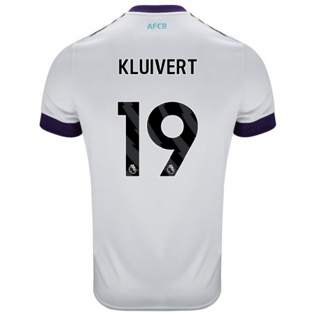 Kandiny Kinder Justin Kluivert #19 Weiß Grün Lila Auswärtstrikot Trikot 2024/25 T-Shirt