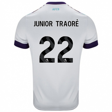 Kandiny Kinder Hamed Junior Traorè #22 Weiß Grün Lila Auswärtstrikot Trikot 2024/25 T-Shirt