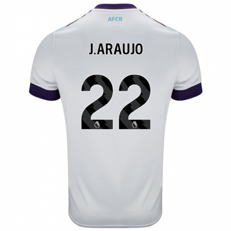 Kandiny Kinder Julián Araujo #28 Weiß Grün Lila Auswärtstrikot Trikot 2024/25 T-Shirt