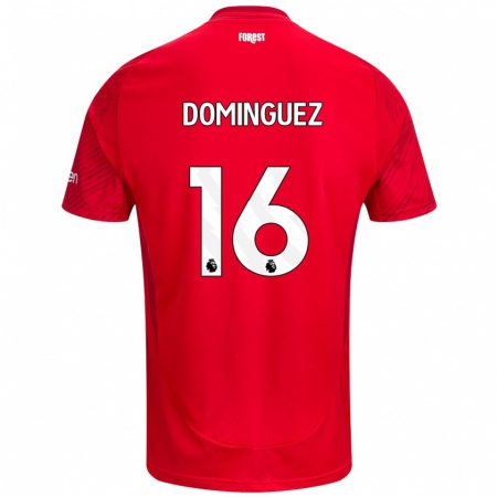 Kandiny Herren Nicolás Domínguez #16 Rot Weiß Heimtrikot Trikot 2024/25 T-Shirt