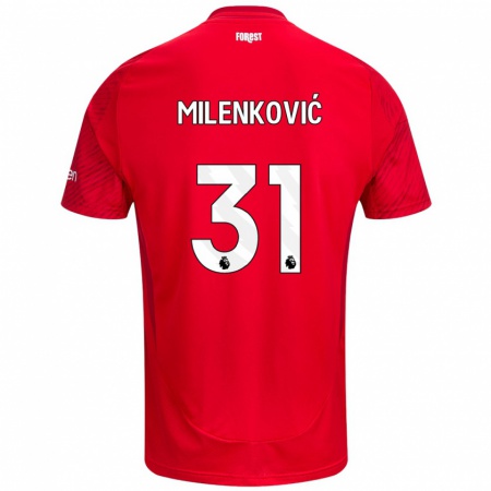 Kandiny Herren Nikola Milenković #31 Rot Weiß Heimtrikot Trikot 2024/25 T-Shirt