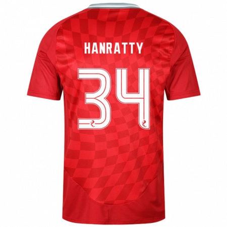 Kandiny Herren Kevin Hanratty #34 Rot Heimtrikot Trikot 2024/25 T-Shirt