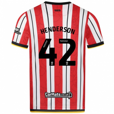 Kandiny Herren Peyton Henderson #42 Rot Weiße Streifen Heimtrikot Trikot 2024/25 T-Shirt