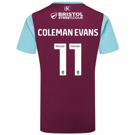 Kandiny Herren Amaya Coleman-Evans #11 Burgunderrot Himmelblau Heimtrikot Trikot 2024/25 T-Shirt