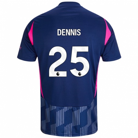 Kandiny Herren Emmanuel Dennis #25 Königsblau Rosa Auswärtstrikot Trikot 2024/25 T-Shirt